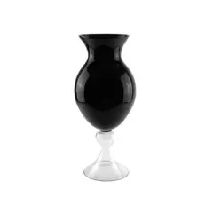 20" Transparent Glass Flower Vase, Jet Black
