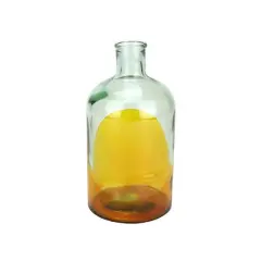 8.75" Fancy Fair Spanish Glass Vase, Orange & Clear