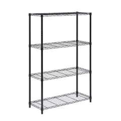 Honey Can Do 4-Tier 54" Black Storage Shelves, 350 lbs. Capacity