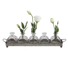 Hello Honey&reg; Iron Tray with Glass Vases Set