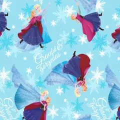 Disney&reg; Frozen Sisters Skating Bridal Satin Fabric