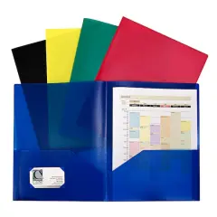 C-Line&reg; Assorted Primary Colors Two-Pocket Heavyweight Poly Portfolio Folder, Pack of 10