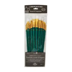 Royal & Langnickel&reg; Zip N' Close White Taklon Angular Long Handle Set