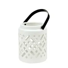 Seaside Treasures Ceramic Criss Cross Cutwork Candle Holder Lantern