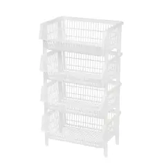 Iris&reg; White Jumbo Stacking Basket, 4 Pack