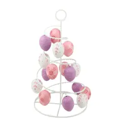 Pastel Pink, White and Purple Floral Cut-Out Easter Egg Tree