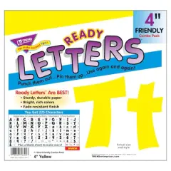 Trend Enterprises&reg; 4" Friendly English/Spanish Combination Ready Letters&reg;, 6 Packs Lemon
