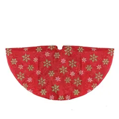 20" Red Metallic & Snowflake Print Mini Tree Skirt