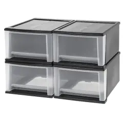 Iris&reg; Medium Stacking Drawer, 4 Pack Black