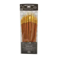 Royal & Langnickel&reg; Zip N' Close Bone Taklon Angle Brush Set