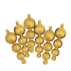 6ct Shiny & Matte 5.75" Finial Shatterproof Ornaments, Vegas Gold