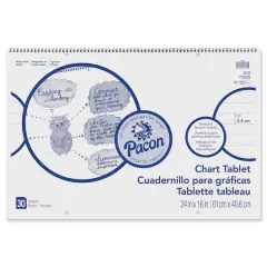 Pacon&reg; White 1" Ruled Chart Tablet, 24" x 16", 30 Sheets Per Chart, 3 Charts