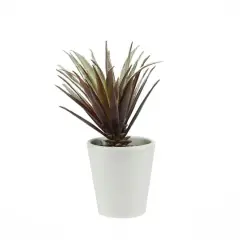 Artificial Red and Green Aloe Succulent Plant with Round White Pot