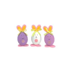 Set of 3 Multicolor Striped Easter Egg Bunny Spring Decorations