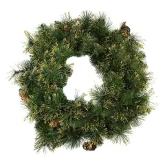 24" Mixed Pine with Glittered Pinecones Artificial Wreath