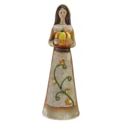 Marigold Orange, Tan & Brown Pilgrim Girl Figurine