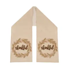 Glitzhome&reg; Embroidered Fabric Thanksgiving Table Runner
