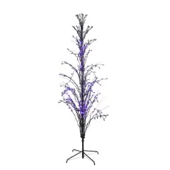 6ft. Halloween Purple LED Lighted Cascade Twig Tree