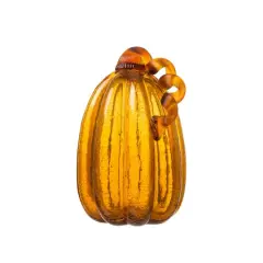 Glitzhome&reg; Tall Crackle Glass Pumpkin, Amber