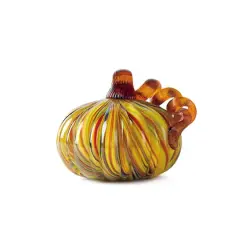 Glitzhome&reg; Short Glass Pumpkin, Multicolor Stripes