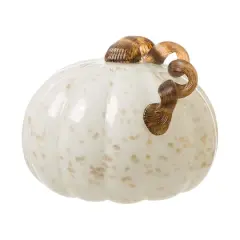 Glitzhome&reg; Glass Pumpkin, Golden & White 