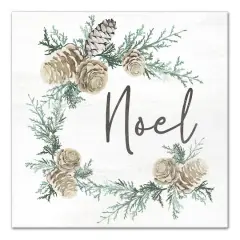 Noel Pine Cone Wreath Canvas Wall Art