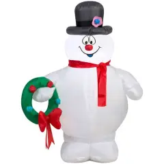 3.5ft. Airblown&reg; Inflatable Christmas Frosty Holding Wreath