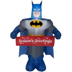 3.5ft. Airblown&reg; Inflatable Christmas Batman&trade; with Season's Greetings Banner