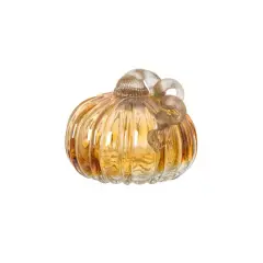 Glitzhome&reg; Crackle Glass Short Pumpkin, Amber