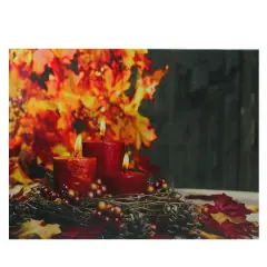 Triple Tiered Autumn Crimson Candles LED Canvas Wall Art