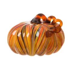 Glitzhome&reg; Large Glass Pumpkin, Multicolor Stripes