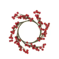 9" Artificial Red Berries Christmas Candle Holder Ring