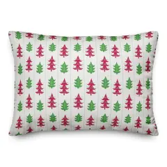 Festive Funky Christmas Trees Throw Pillow