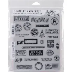 Stampers Anonymous Tim Holtz&reg; Holiday Postmarks Cling Stamps Set