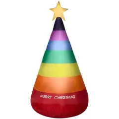 7ft. Airblown&reg; Inflatable Rainbow Christmas Cone Tree
