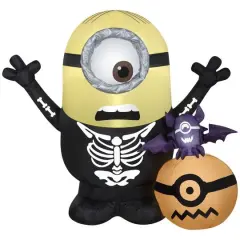 3ft. Airblown&reg; Inflatable Halloween Minion Skeleton with Pumpkin
