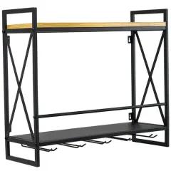 Sorbus Industrial Wall-Mounted 2-Tier Wine Shelf & Stemware Rack