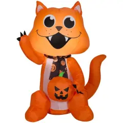 3.5ft. Airblown&reg; Inflatable Halloween Big Eyed Cat with Scarf and Pumpkin