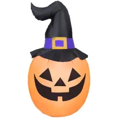 5ft. Airblown&reg; Inflatable Halloween Outdoor Pumpkin with Witch Hat