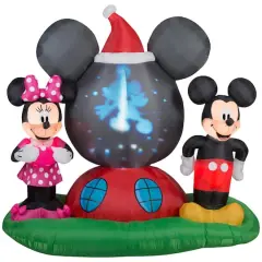 6ft. Panoramic Projection Airblown&reg; Inflatable Disney Mickey & Minnie Christmas Scene