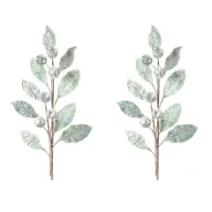 Glittered Pod Leaf Spray, 2ct.