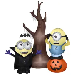 5.5ft. Airblown&reg; Inflatable Halloween Minions with Tree and Pumpkin