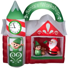 7.4ft. Airblown&reg; Inflatable Christmas Santa's Workshop Scene