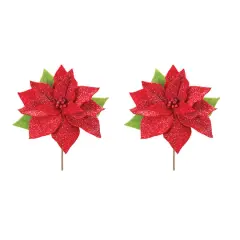 Classic Red Poinsettia Flower Stems, 2ct.