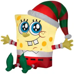 2.5ft. Airblown&reg; Inflatable SpongeBob in Holiday Outfit