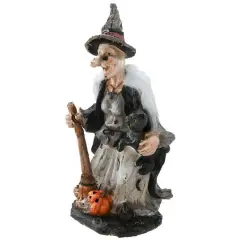 18" Witch Holding Broom Tabletop D&eacute;cor