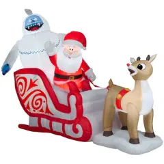 6ft. Airblown&reg; Inflatable Rudolph Pulling Santa & Bumble Sleigh Scene