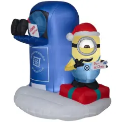 4.5ft. Airblown&reg; Inflatables Christmas Minion with Mailbox Scene