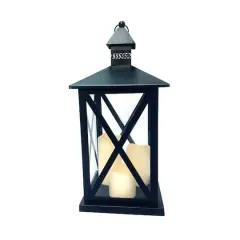 19" Black Lantern with 3 LED Candles by Ashland&reg;