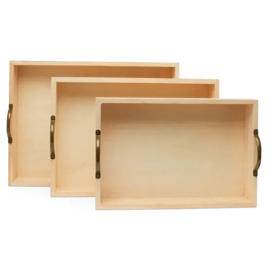 Unfinished Wood Nesting Trays with Handles, 3-set, for Crafts & Home Woodpeckers {8}
